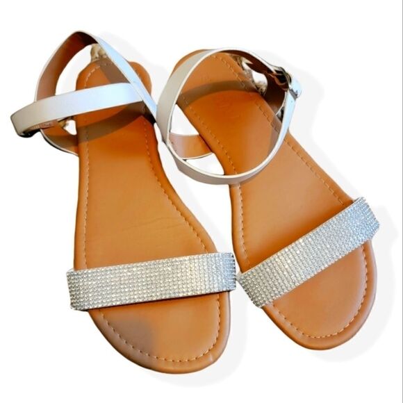 Shoe Lala Rhinestone Embeleshed Sandals Size 7.5 - Picture 1 of 8